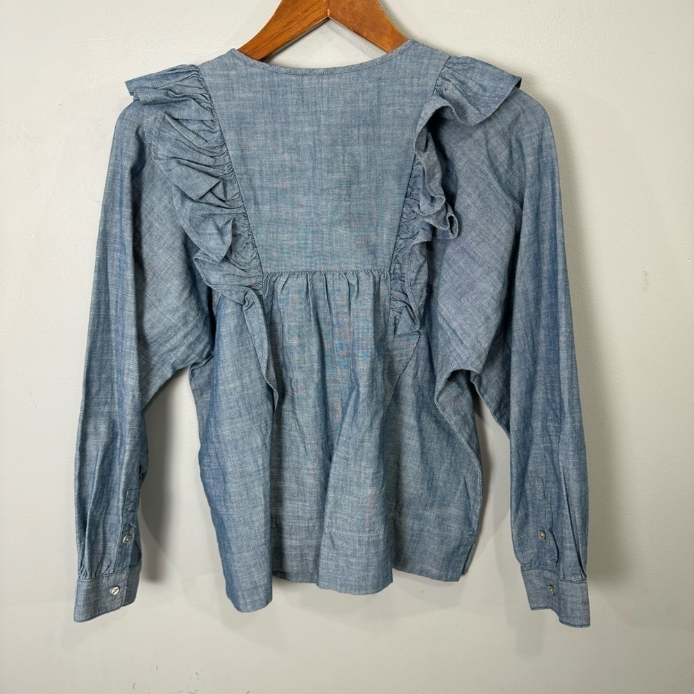 J.CREW Women’s Smock Blouse Top sz 4 Chambray # C142 - Picture 4 of 9